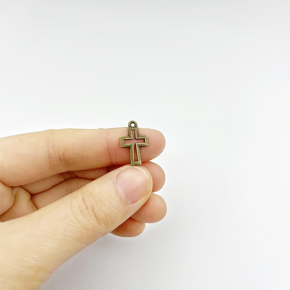 metulip 100Pcs Cross Charms Pendant Antique Bronze Silver Mini Metal Cross Pendants Charms for Jewelry Making DIY Bracelet Necklace Halloween Accessories - Image 5