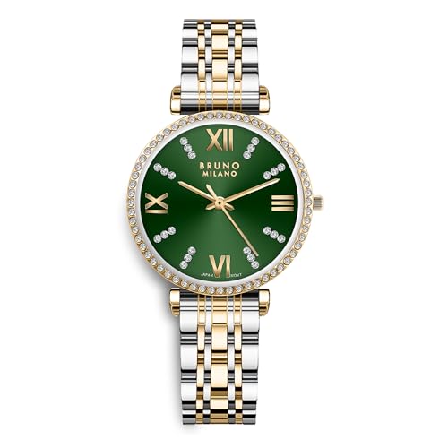 BRUNO MILANO Luxe Diamond Studded Bezel Watch for Women and Girls BRUNO MILANO Luxe Diamond Studded Bezel Watch for Women and Girls