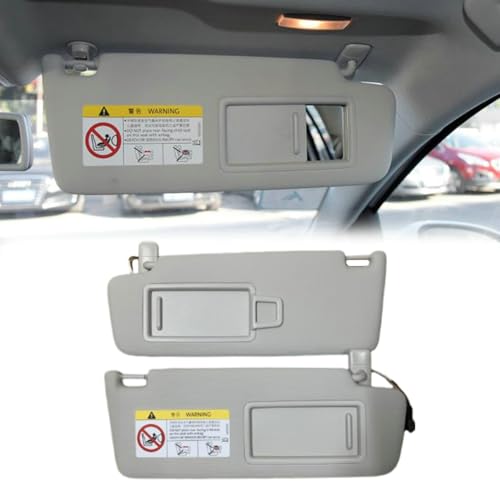 Front Sun Visor with Makeup Mirror Compatible for VW Volkswagen Golf MK7 2013-2017,Passat B8 Sports Van 2016-2021,T-Cross T-ROC CC 2018-2020,Jetta MK7 2019-2021,Gray (Pair Left & Right Side)