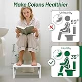 Bamboo Squatting Step Toilet Stool for bathroom, Foldable Bathroom Squat Aid Proper Toilet Posture Footstool, Ergonomic Curve Squatting Potty Poop Stool with Non-Slip Pads,6.9Inch Height (White) - Image 3