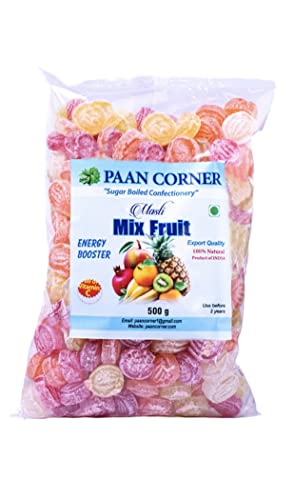 Paan Corner- Masti Mix Fruit Hard Candy | Energy Booster | Product Of India | Vitamin C Candy | 120Gm, 300Gm, 500Gm | 100% Natural Flavours | Non-Gmo | Vegan | Gluten Friendly | All Natural | Indian Origin | (500 Gram) #TOP3