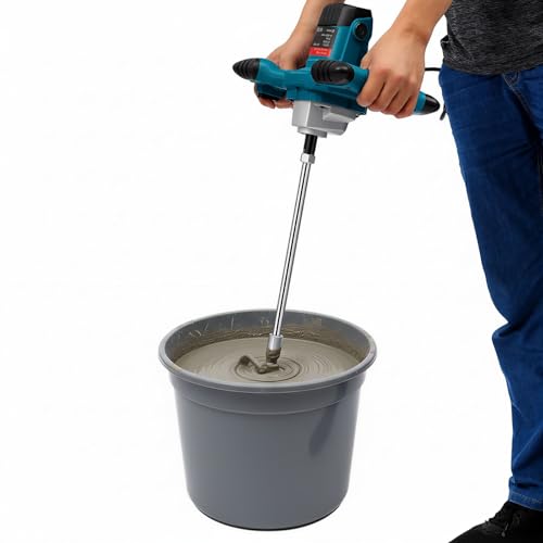 Mezclador de mortero y hormigón eléctrico de 2100 W con 6 velocidades, 800 rpm - Batidora manual de mortero y hormigón para cemento, mortero, hormigón