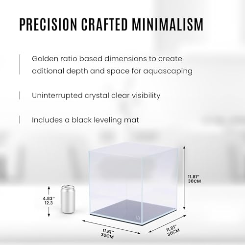 Image of UNS Ultra Clear Rimless Tank - 7.1GAL | 27L - 11.81x11.81x11.81 | 30x30x30 CM, 5mm Glass Thickness, Leveling Mat Included - Low Iron, High Clarity Fish Tank w / 45 Mitered Edge - [30C]