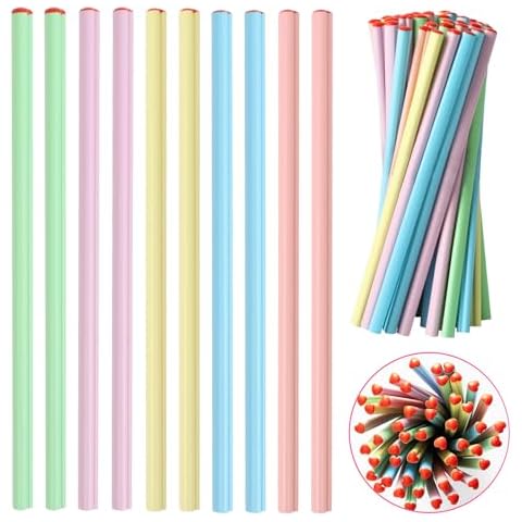 LOAVER 100 Pcs Valentines Day Heart Shape Pencils for Kids,Assorted Pastel Color Valentines Wooden Pencils Stationary Gifts for Classroom Rewards Party Favors Goodie Bag Stuffers Cover