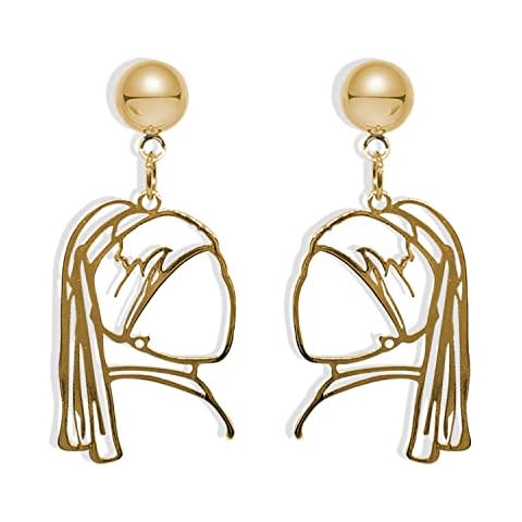 T-ztoss Unique abstract face Art Drop Dangle Earrings Vintage Hollow Statement Earrings Fashion jewelry for Women Girls, Metal, np Cover