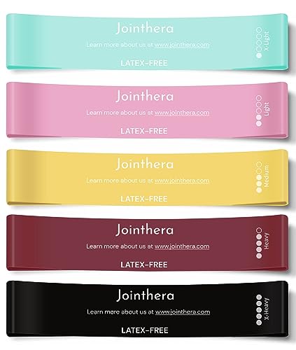 JOINTHERA Premium Latex Free Resistance Bands for Working Out - Set of 5 + Carrying Bag | Non Latex Mini Loop Workout Bands Resistance for Women and Men | Physical Therapy, Legs Exercise and Pilates
