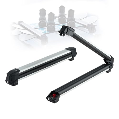 VEVOR Portaequipajes de Techo, para hasta 6 Pares de Esquís/4 Tablas de Snowboard, con Cerradura con Acolchado de Goma, para Transportar Cañas de Pescar y Patinetas, 915 x 85 x 100 mm, Negro
