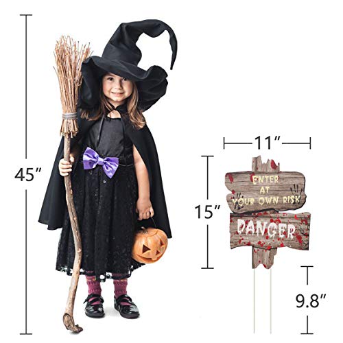 FUNNISM 6 Pack Halloween Decorations Yard Signs with Stakes, Scary Halloween Graveyard Beware Signs Party Decor Props, Creepy Lawn, Sidewalk, Garden, Porch, Yard Warning Signs Outdoor Halloween Decor - Thumbnail 4