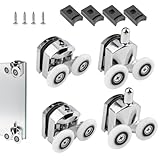 Lot de 8 Roulettes Porte de Douche Coulissante 23mm, Galets en Acier Inoxydable et ABS pour Cabine de Salle de Bain, Remplacement Fluide et Silencieux, 4 Supérieurs et 4 Inférieurs