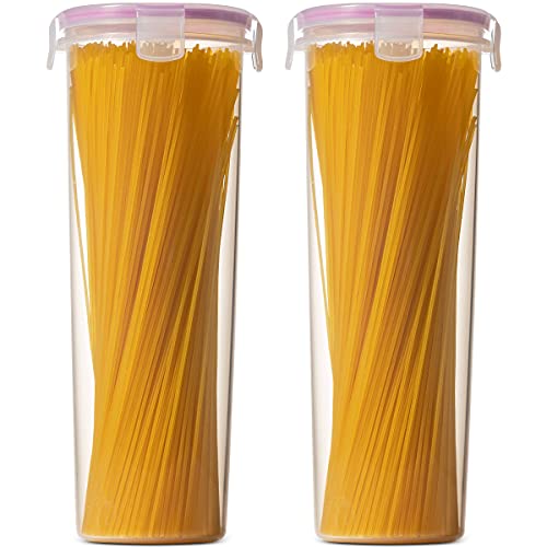 Komax Biokips Tall Food Storage Spaghetti Noodle / Pasta Container 44oz. (set of 2) - Airtight, Leakproof With Locking Lids - BPA Free Plastic - Microwave, Freezer and Dishwasher Safe