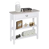 Kinsuite White Console Table with Drawer and Storage Shelf Accent Sofa Table for Entryway Living Roo