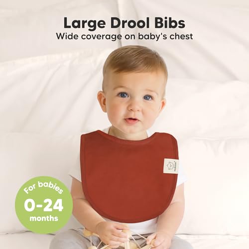 Image of 8-Pack Organic Baby Bibs for Boys, Girls - Soft Cotton Drooling and Teething Bibs for Baby Girl & Boy, Extra Absorbent, Easy to Clean & Put On for Toddler, Newborn, Infant 0-24 Months (Sahara)