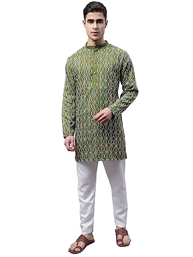 Image of Jompers Men's Cotton Embroidered Straight Kurta Pyjama Set
