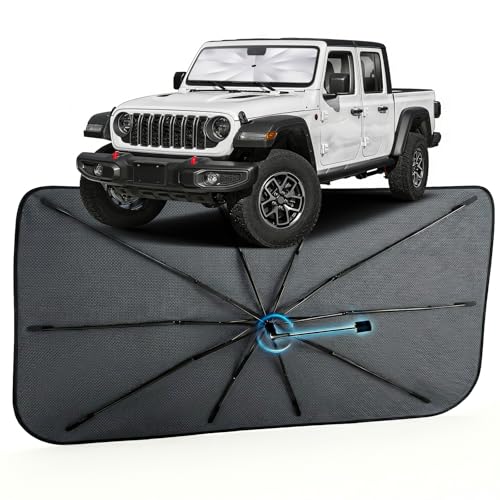 Image of Car Windshield Sun Shade for Jeep Gladiator 2020-2026 -[Reflective Coated Fabric] Sunshade Umbrella for Front Window, Car Shades Sun Visor Keep Car Cool and Protects Interior, 1:1 Exact Fit