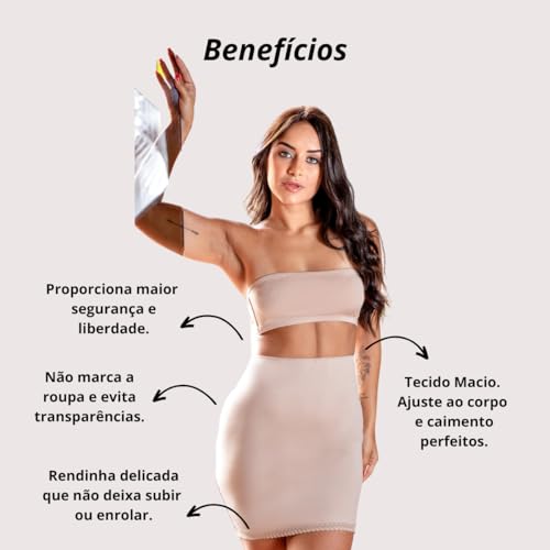Kit 2 Saia Anágua Segunda Pele Feminina Saiote preto/bege-G