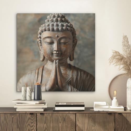 Décoration murale en feutre acoustique Bouddha tableau marron 60x60 cm - 2
