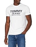 tommy jeans shirt damen grau 100 % Bio-Baumwolle Tommy Herren Tjm Essential Front Logo Tee Hemd, Weiß (White), L