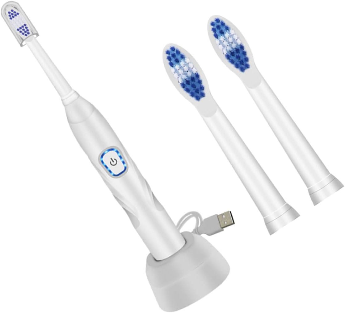 FRCOLOR 1set Boy Girl's Electric Toothbrush USB Charging Brush Design Auto Timer Gentle Cleaning for Boys and Girls White Bristle Toothbrush Set