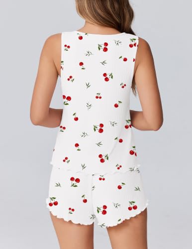 Image of Ekouaer 2 Pieces Womens Tank Top Pajamas Set Soft Sleepwear Cami and Shorts | Summer Sleeveless Loungewear Pjs Set for Wedding Party, Home