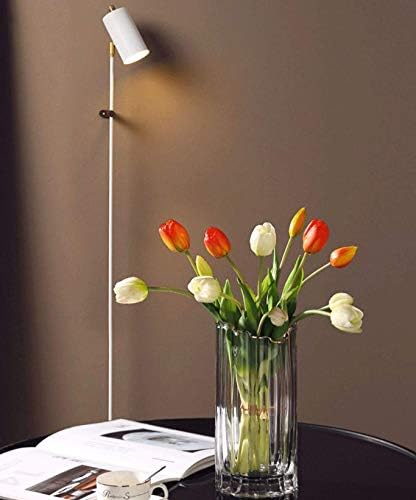 PEPAXON Tall Glass Vase for Flower Green Vase Heavy Large Cylinder Vase Home Decoration 12x30cm