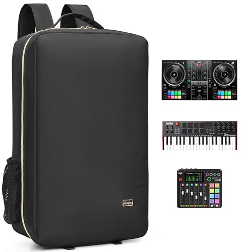 Rabjen DJ Backpack for Club Gigs, DJ Controller Backpack Compatible with Pioneer DJ DDJ-REV1, Novation Launchkey 37 Key Keyboard and More Equipment