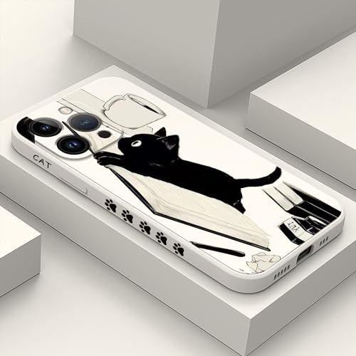 Coque pour iPhone 12 Pro motif floral chat blanc pour le quotidien
