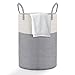 Viwril Baumwollseil Wäschekorb, Großer Gewebter Wäschekorb, Schmutziger Kleiderkorb, Hoch Gewebter Baby-Kinderzimmer-Organizer mit Griff für Windelspielzeug, Schlafzimmer, Badezimmer, 50cm x 38cm,Grau