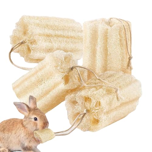 Juguetes masticables para conejos – Esponja natural para apoyar la nutrición – Juguetes de enriquecimiento de conejitos – para animales pequeños, mascotas, chinchillas, amigos, familia, interiores y