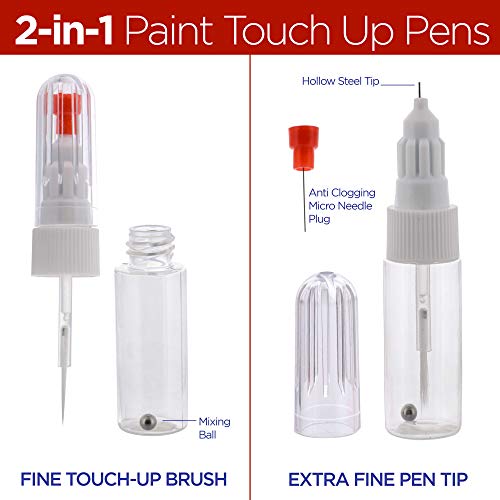 Tcp Global Fillable 2-In-1 Paint Touch-Up Applicator Pens (Box Of 12) - Precision Fine Tip Writer Pen Brush - 10Ml Bottle, Mixing Ball - Fix Auto Paint Chips, Scratches, Stone Chips, Car Detail Repair #TOP2