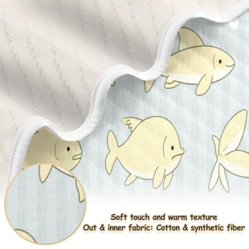 Custom Animal Fish Bubble Yellow Stripe Cotton Blanket Breathable Customize Photo Name Blanket for Nursery Stroller Crib 30x40in recuerdo de bautizo para ni?2