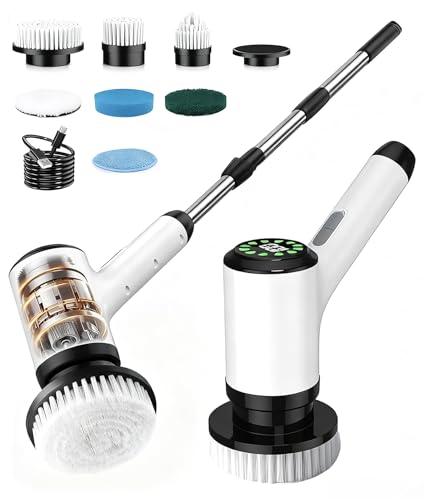 Lichffy Electric Spin Scrubber, Cordless Cleaning Brush with 7 Replaceable Brush Heads, 2-Speed Adjustable Handle Shower Scrubber, IPX7 Waterproof for Bathroom, Tub, Tile & Floor, Teens, White-qb1... Lichffy Electric Spin Scrubber, Cordless Cleaning Brush with 7 Replaceable Brush Heads, 2-Speed Adjustable Handle Shower Scrubber, IPX7 Waterproof for Bathroom, Tub, Tile & Floor, Teens, White-qb1...