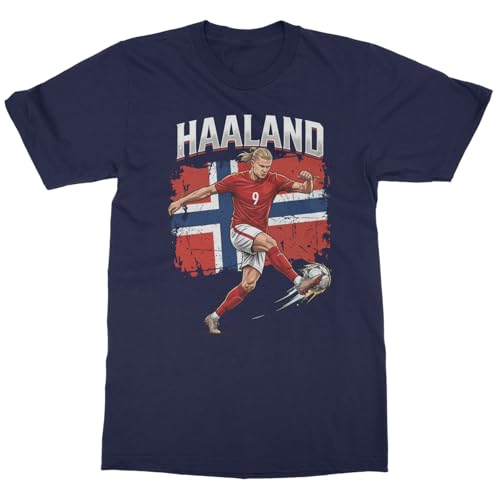 Tutiinca Haaland Inspired Graphic Norway Fans Soccer Pride Unisex T-Shirt (Navy Large)