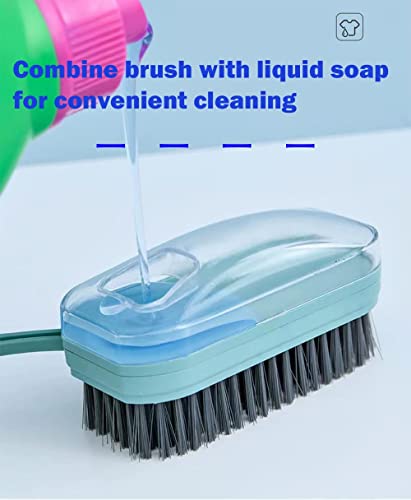 Image of Soft Cleaning Brush Hand Broom for Car /Bed /Couch /Draft /Garden /Furniture /Clothes Bedspread Carpet Cleaning Brush, Cleaning Brush with Soap Dispenser Scrub Brush,Washing Brush,Orange(Pack of 1)