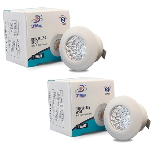 Image of D'Mak 1 Watt Round LED Button COB Blue Focus Light for POP /Recessed Lighting (Blue, Pack of 2)