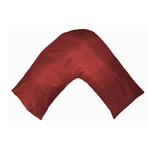 Gyulin Silky Soft Satin Soild Envelope Style V Shaped/Tri/Boomerang Pillow Cover Pillowcase Pillow Protector Cushion Cover for Orthopaedic/Pregnancy/Nursing Pillows,Only Cover No Insert Wine Red