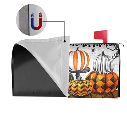 Image of Halloween Mailbox Cover Fall Pumpkin Decorative Mail Box Covers Magnetic Halloween Mailbox Post Cover Home Garden Decor Outdoor Standard Size 18 X 21inch