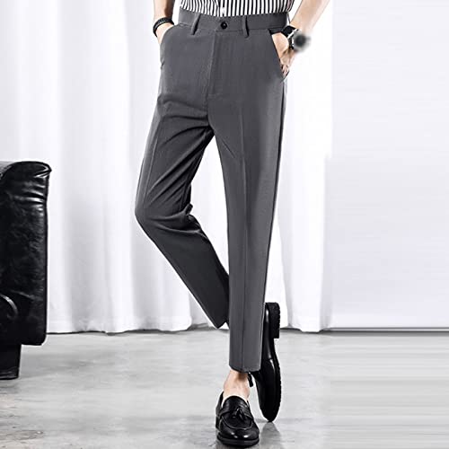 Men's Cropped Suit Pants Stretch Skinny Fit Casual Business Pant Slim Fit Tapered Ankle Dress Chino Trousers2