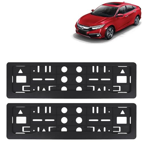 Image of KINGSWAY Civic Car Number Plate Frames for All 2019 to 2020 Models of Honda Car Registration Plate Holders, Black Licence Plate Covers (Front and Rear), Universal Size 51.5 x 14.5 cm