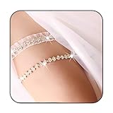 EVAZEN Bride Wedding Garter White Lace Garter Crystal Garters Rhinestone Stretch Leg Garter Set Bridal Accessories for Women and Girls