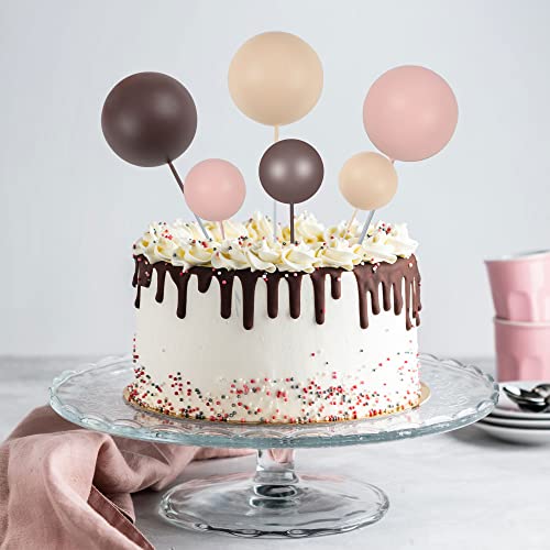 Gyufise 30Pcs Mini Balloon Cake Topper Brown Foam Ball Cake Topper Decorations Faux Pearl Balls Diy Cake Insert Topper Baking Decoration For Wedding Baby Shower Girls Boys Birthday Party Supplies #TOP5