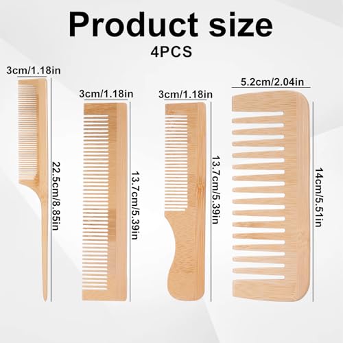 Set 4 Peines de Madera Antiestáticos para Cabello Rizado miniatura 2