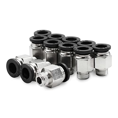 Bwindech 12 piezas de tubería de 6 mm diámetro exterior x 3 / 8 "hilo exterior BSP empuje directo para conectar el conector neumático, pc6 - 03 liberación rápida del conector de línea de aire Cover