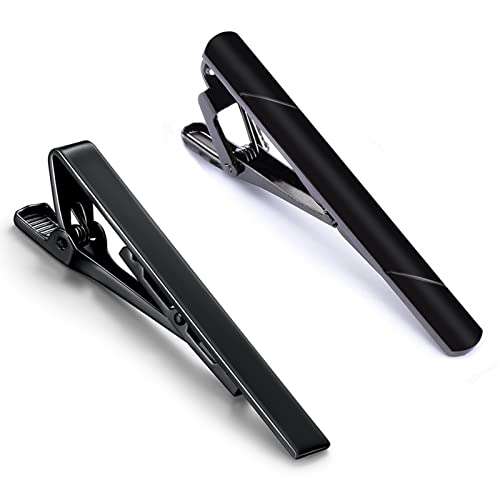 Image of 1 /2 /3Pcs Tie Clips for Men Black Tie Bar Clip Set for Regular Ties Necktie for Wedding Anniversary Business Best Gift Skiny Necktie Meeting Gold Black Long(2.28 inch*0.24 inch) Short (1.69 inch*0.24 inch)