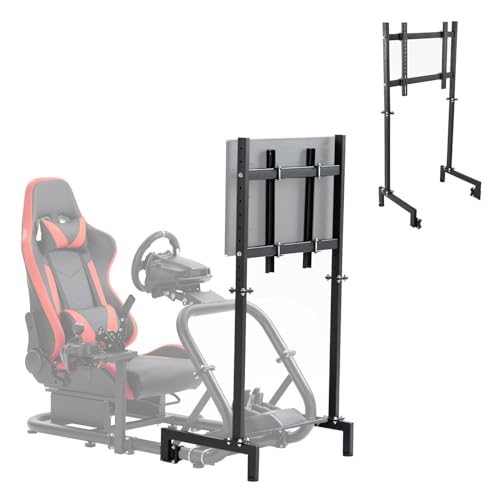 Supllueer Racing Simulator Display Bracket Monitor Stand Suitable for Large Round Tube Sim Racing Cockpit Stand Support 24-60 Inch TV No Screen Monitor Racing Stand Seat