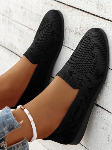 Women's Ballet Flats Knit Dress Shoes Comfortable Casual Dressy Shoes Work Flat Round Toe Slip On Ballerina Flats for Women2