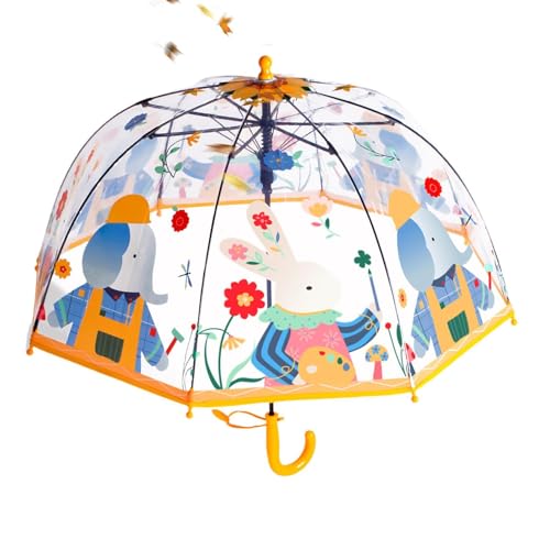 Paraguas para niños, paraguas transparente cómodo con apertura automática de clic y protección - Paraguas de dibujos animados | Para niños en edad preescolar y niñas de 2 a 7 años para desplazarse