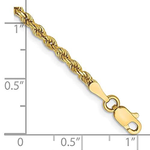 14K Yellow Gold 10 Inch 2.25Mm Diamond Cut Rope Anklet Chain Bracelet Fine Jewelry For Women Gifts For Her #TOP1