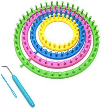 RUZYY 4 Size Round Circle Hat Knitter Knitting Loom Kit Needles Hook Sewing Tool Maker