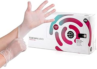 Disposable Vinyl Gloves (X-Large, 100-Count) Latex Free Rubber | Disposable, Ultra-Strong, Clear | Fluid, Blood, Exam, Healthcare, Food Handling Use | No Powder, Clear Multi-Purpose Gloves