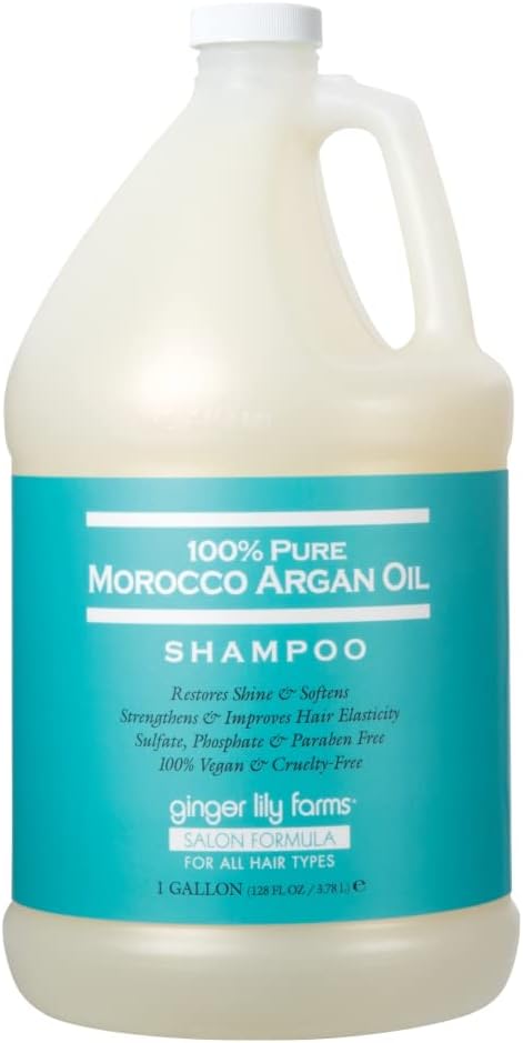 Salon Formula 100% Pure Morocco Argan Oil Shampoo for All Hair Types, 100% Vegan & Cruelty-Free, 1 Gallon (128 fl oz) Refill